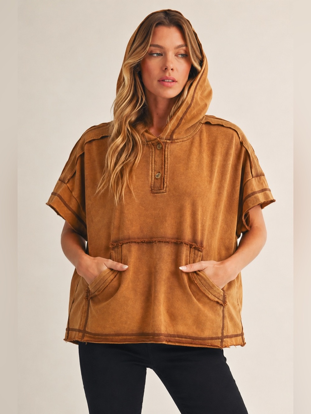 #328 Oversized Cotton Hooded Sweatshirt Top